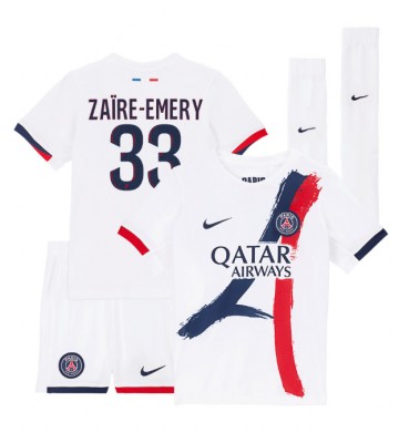 Paris Saint-Germain Warren Zaire-Emery #33 Segunda Equipación Niños 2024-25 Manga Corta (+ Pantalones cortos)